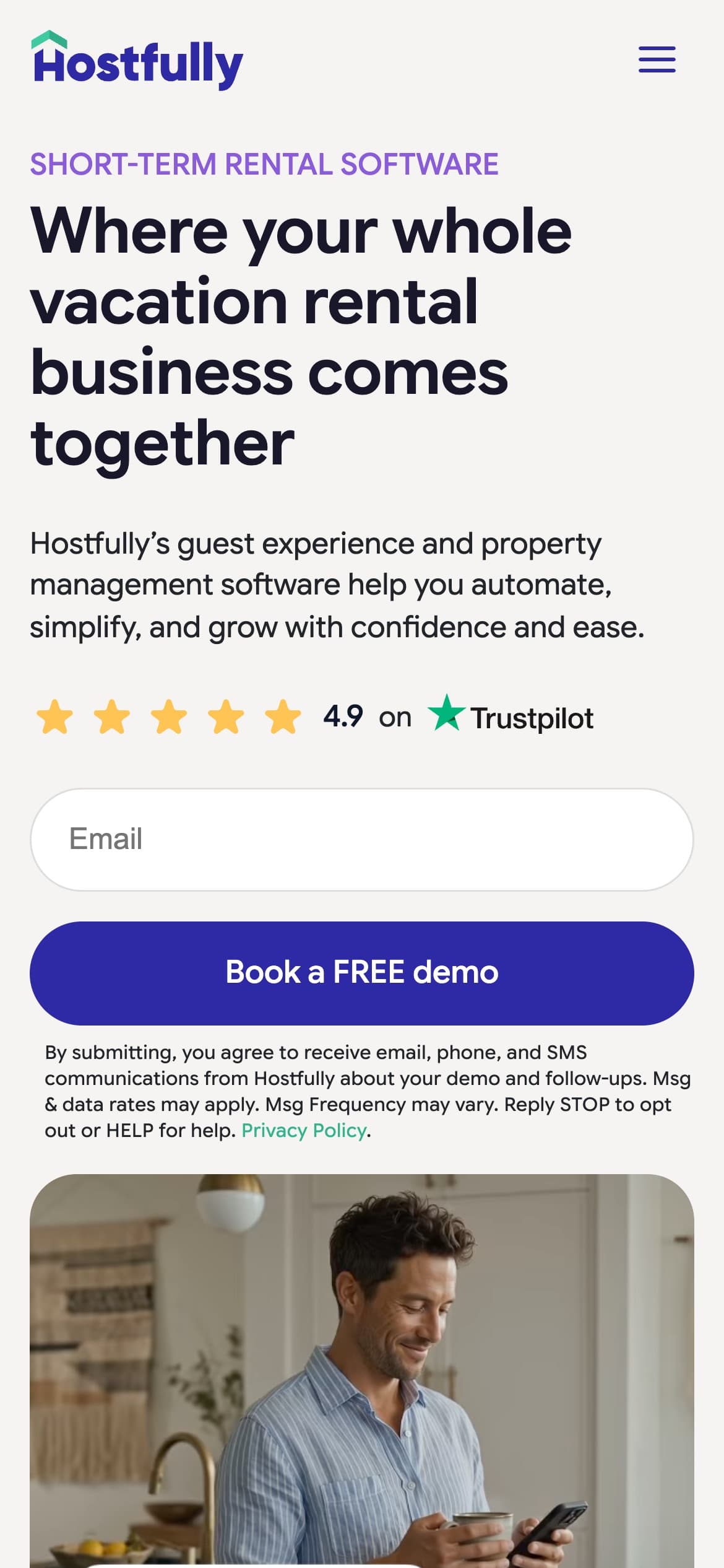The new homepage on a phone